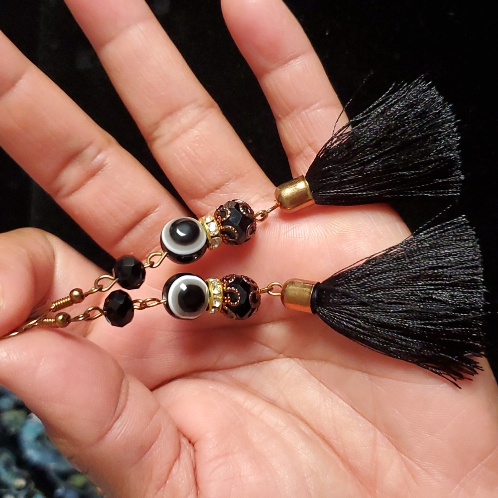 Fashion black earrings.